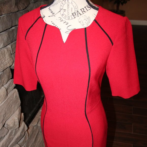 Anne Klein Short Sleeve Dress with Piping - Picture 1 of 8